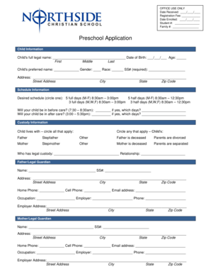 Preschool Application Form