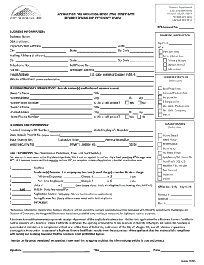 California Business License Tax Certificate Application