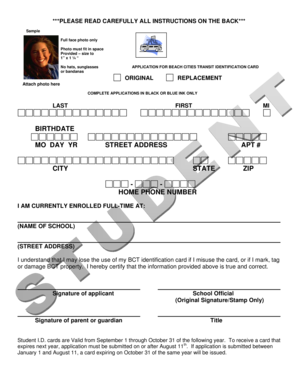 Beach Cities Transit Student ID Application
