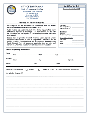 City of Santa Ana Public Records Request Form