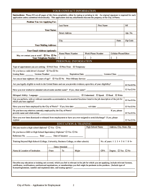 City of Perris Application for Employment