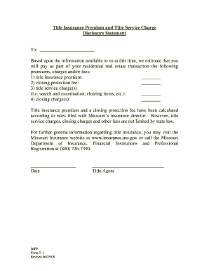 Title Insurance Premium and Title Service Charge Disclosure Statement