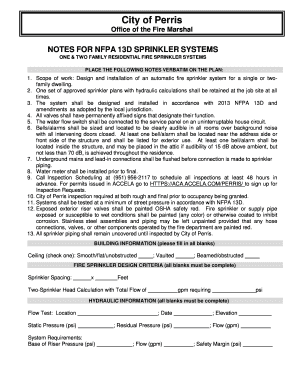 NFPA 13D Sprinkler System Notes