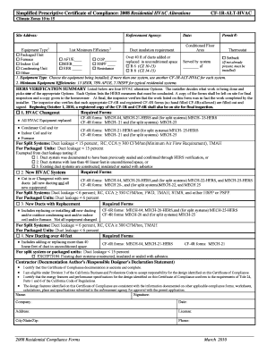 2008 Residential HVAC Alterations Certificate of Compliance