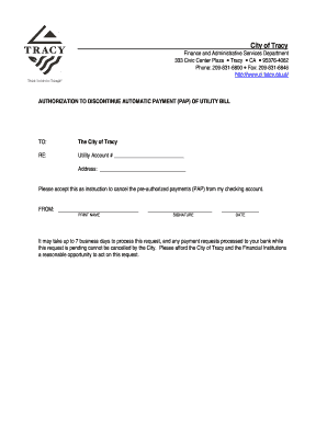 Authorization to Discontinue Automatic Payment