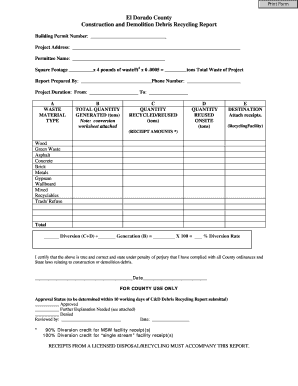 El Dorado County Construction Debris Recycling Report