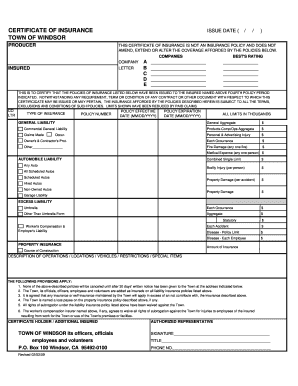 Certificate of Insurance