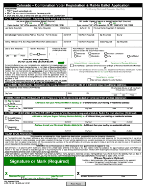 Colorado Voter Registration & Mail-In Ballot Application