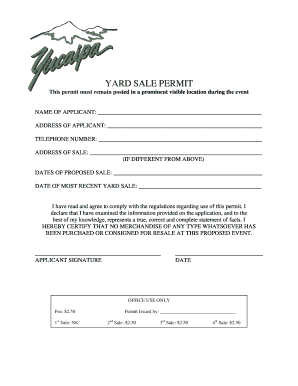 Yard Sale Permit Application