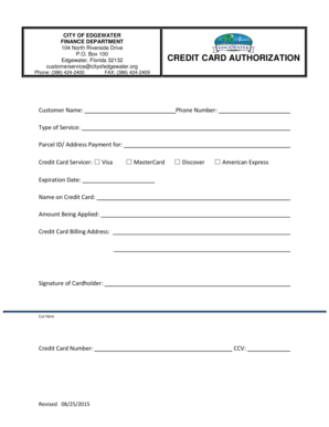 City of Edgewater Credit Card Authorization
