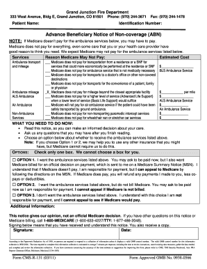 Advance Beneficiary Notice of Non-coverage (ABN)