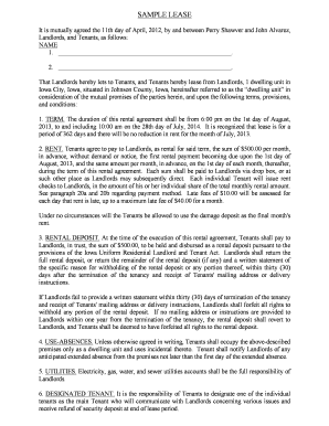 Sample Lease Agreement