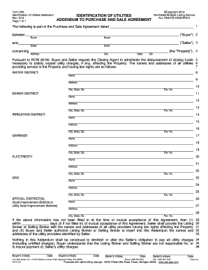 Identification of Utilities Addendum
