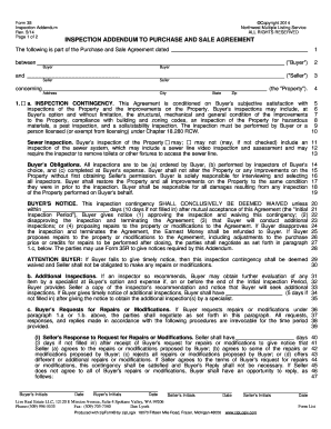 Inspection Addendum to Purchase and Sale Agreement