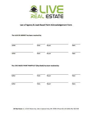 Law of Agency and Lead-Based Paint Acknowledgement Form