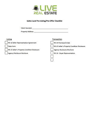 Idaho Land Pre-Listing Checklist