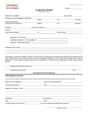 City of Pueblo Claim for Refund