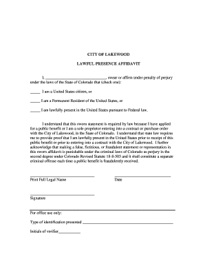 Lawful Presence Affidavit