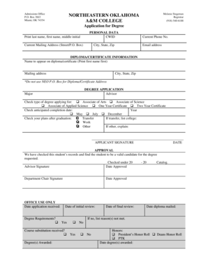 Application for Degree
