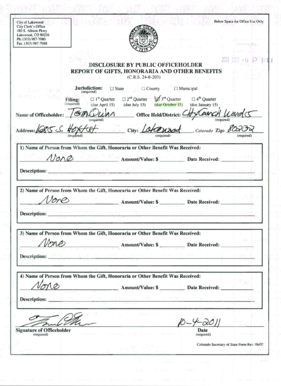 Colorado Disclosure by Public Officeholder Form