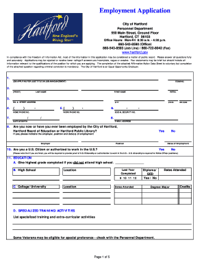 City of Hartford Employment Application