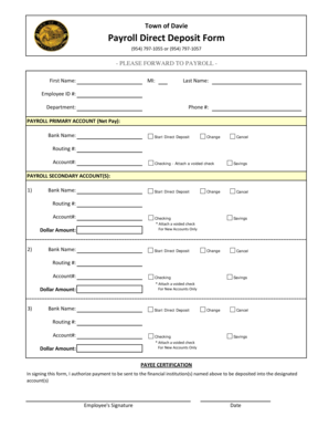 Town of Davie Payroll Direct Deposit Form