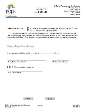 Florida Energy Efficiency Code Affidavit