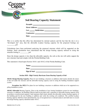 Soil Bearing Capacity Statement