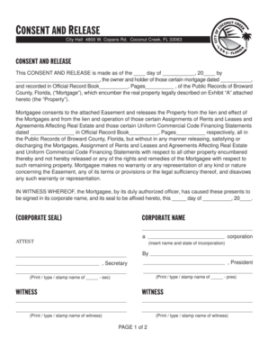 Florida Mortgage Consent and Release Form