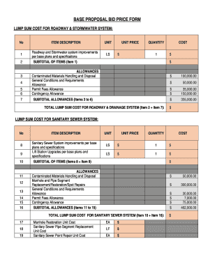 Base Proposal Bid Price Form