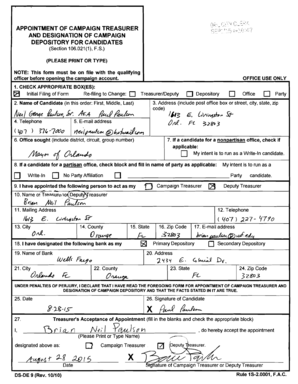 Appointment of Campaign Treasurer Form