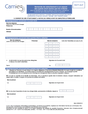 Demande de rattachement à un assuré