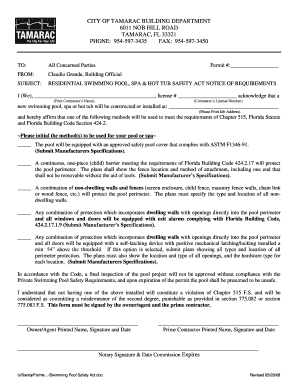 Residential Swimming Pool Safety Act Notice