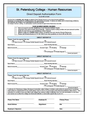 St. Petersburg College Direct Deposit Authorization Form