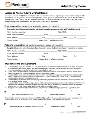 Adult Proxy Authorization Form
