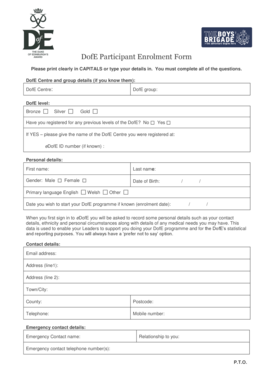 DofE Participant Enrolment Form