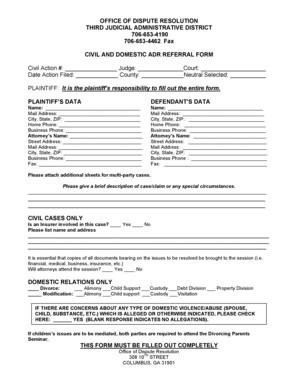 Civil and Domestic ADR Referral Form