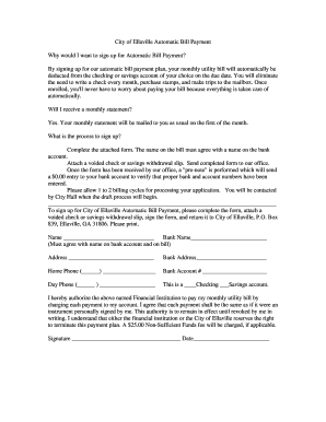 City of Ellaville Automatic Bill Payment Form