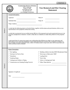Tree Removal and Site Clearing Affidavit