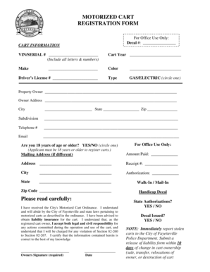 Motorized Cart Registration Form