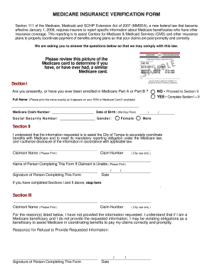 Medicare Insurance Verification Form