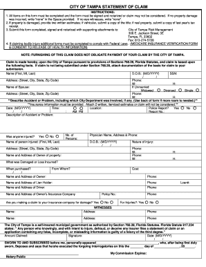 City of Tampa Statement of Claim