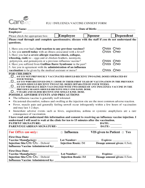 Influenza Vaccine Consent Form