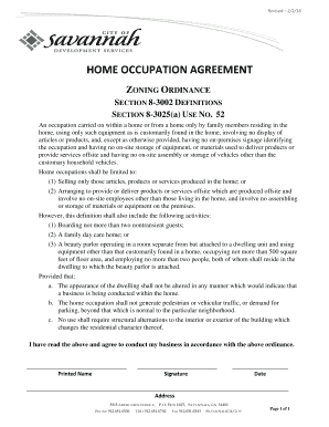 Home Occupation Agreement