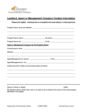 Property Owner Contact Information Form