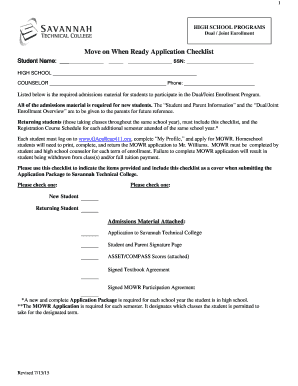 Move on When Ready Application Checklist