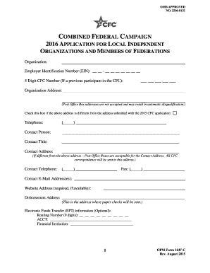 Combined Federal Campaign Application