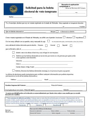 Solicitud para la boleta electoral de voto temprano