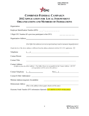 Combined Federal Campaign Application