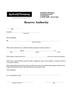 Property Auction Authorization Form
